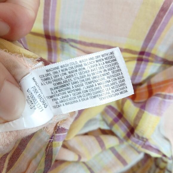 Old Navy Sheer Plaid Long Sleeve Button Front Top Large - Picture 5 of 8